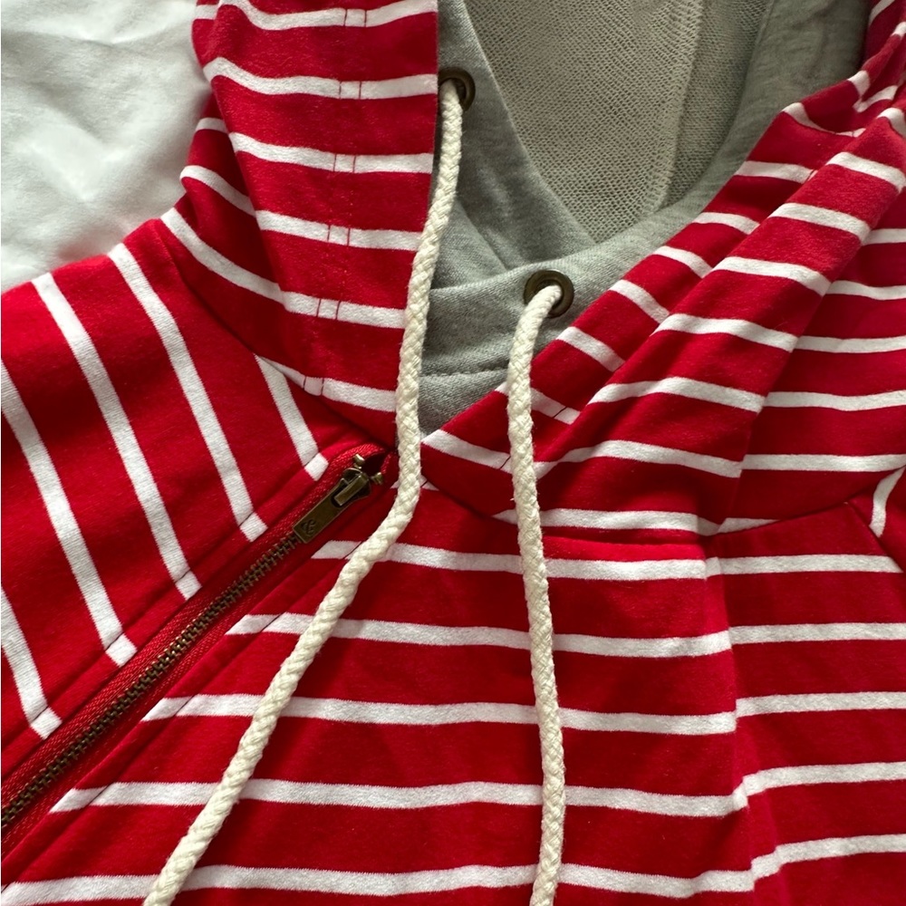 Red striped Ampersand double hoodie. Large